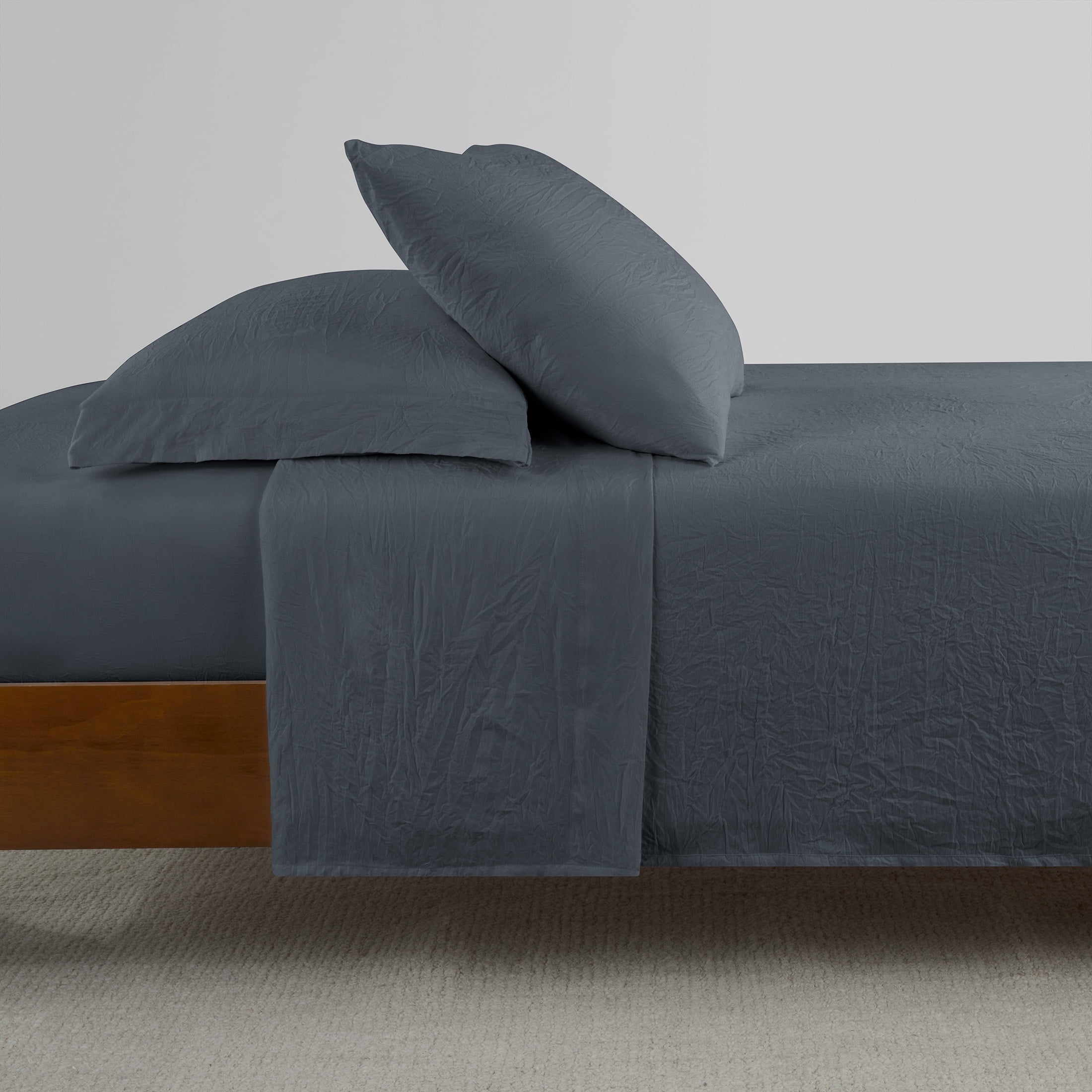 Cooling Sateen Microfiber Bed Sheet Set, Grey Stone, Full, 4 Pieces - Luxury Bed Sheet Set with Deep Pockets Detail