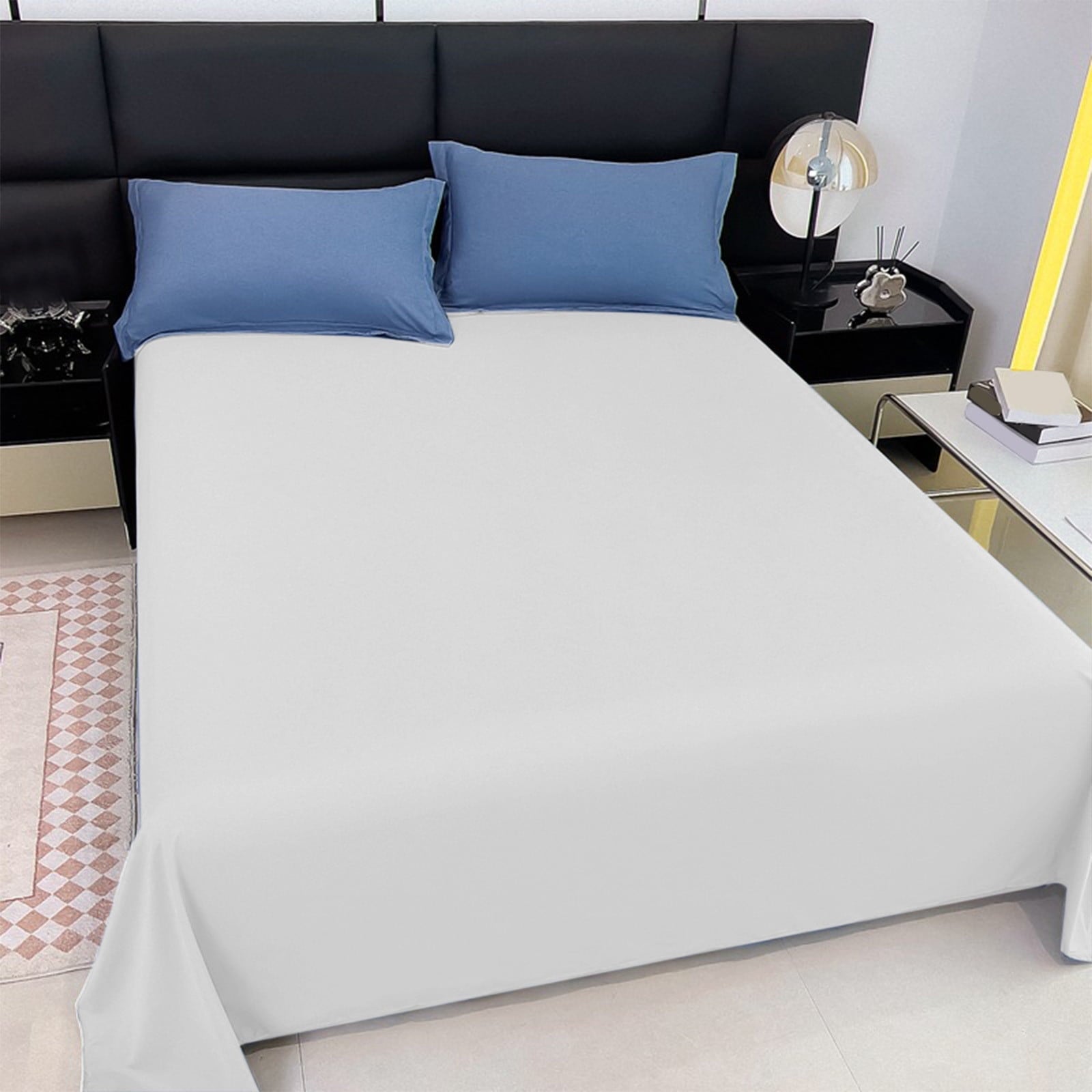 Cooling Sateen Color Twin Size Flat Sheet - Hotel Quality Top Flat Bed Sheet Only, Ultra Soft, Comfy, Breathable & Cooling - Fade & ... - Luxury Bed Sheet Set with Deep Pockets Detail