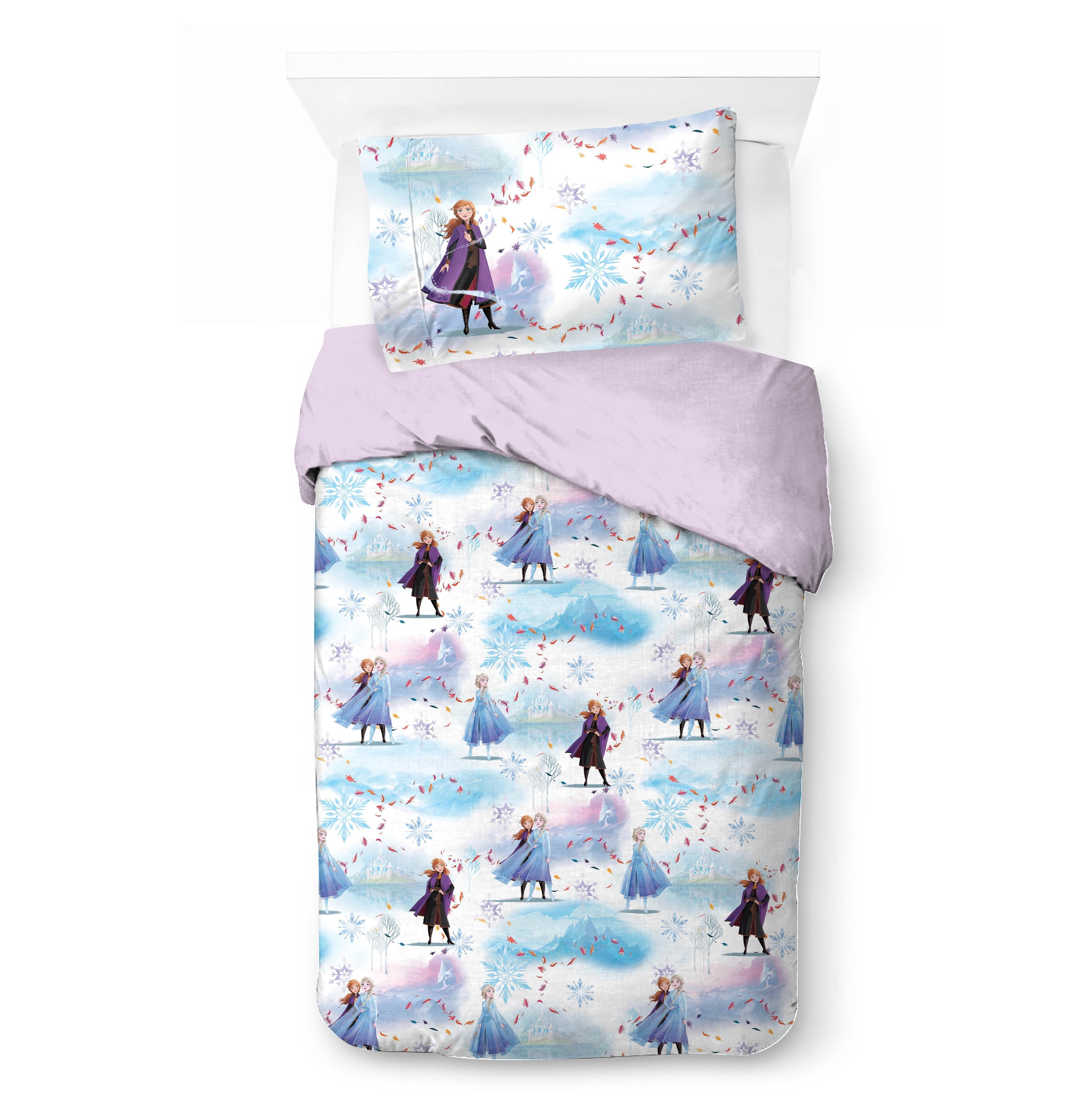 Heavyweight Warmth Frozen Winter Frost Adventures 2-Piece Twin/Full Reversible Comforter Set, Polyester Microfiber, Blue & Purple - All-Season Down Alternative Comforter Insert Detail