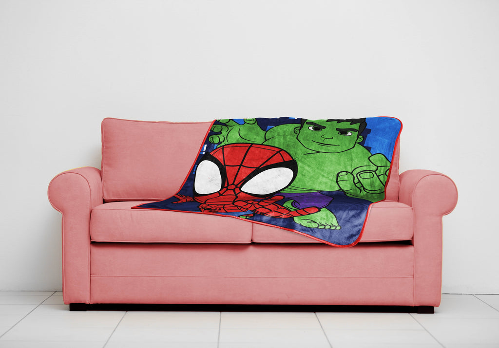 Super Soft Flannel Spidey & His Amazing Friends Kids Throw, 46 x 60, Microfiber, Blue, Marvel - Cozy Fleece Throw Blanket for Couch & Bed Detail