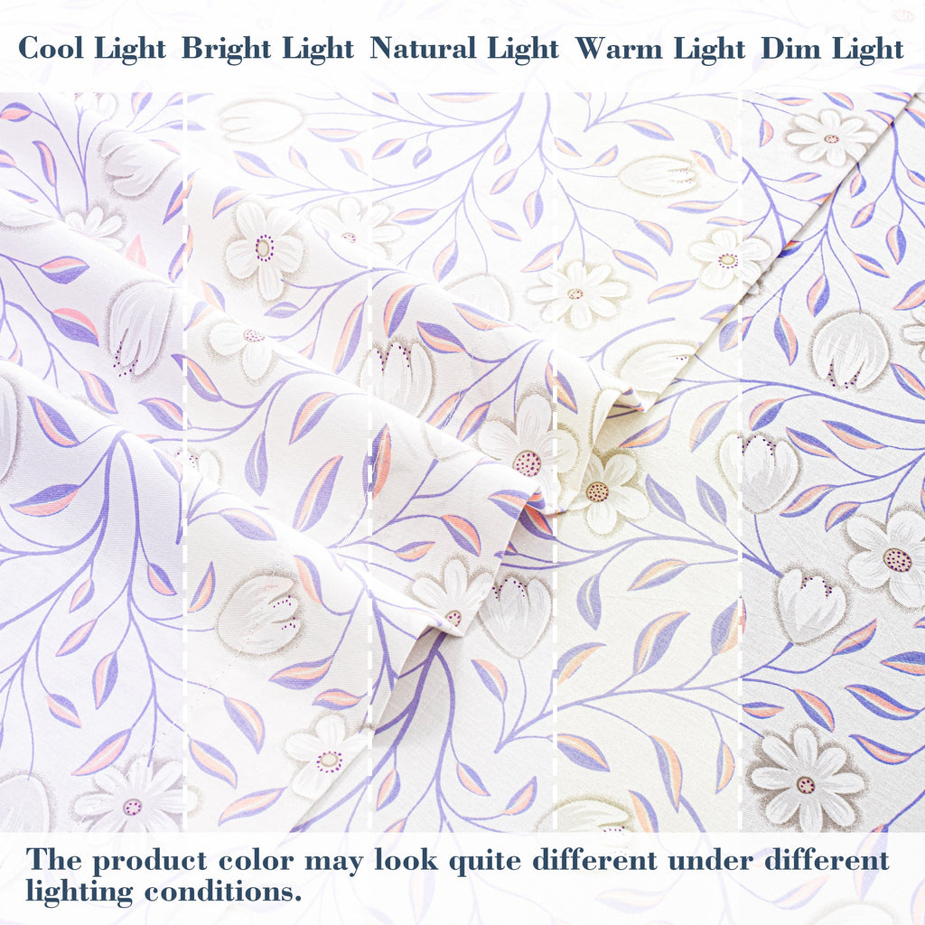 Cooling Sateen 100% Cotton Full Size Sheets,4 Piece Pure Percale Bed Sheets Set Deep Pocket Fits Mattress Upto 15",floral vine pattern - Breathable Egyptian Cotton Flat & Fitted Sheets Detail