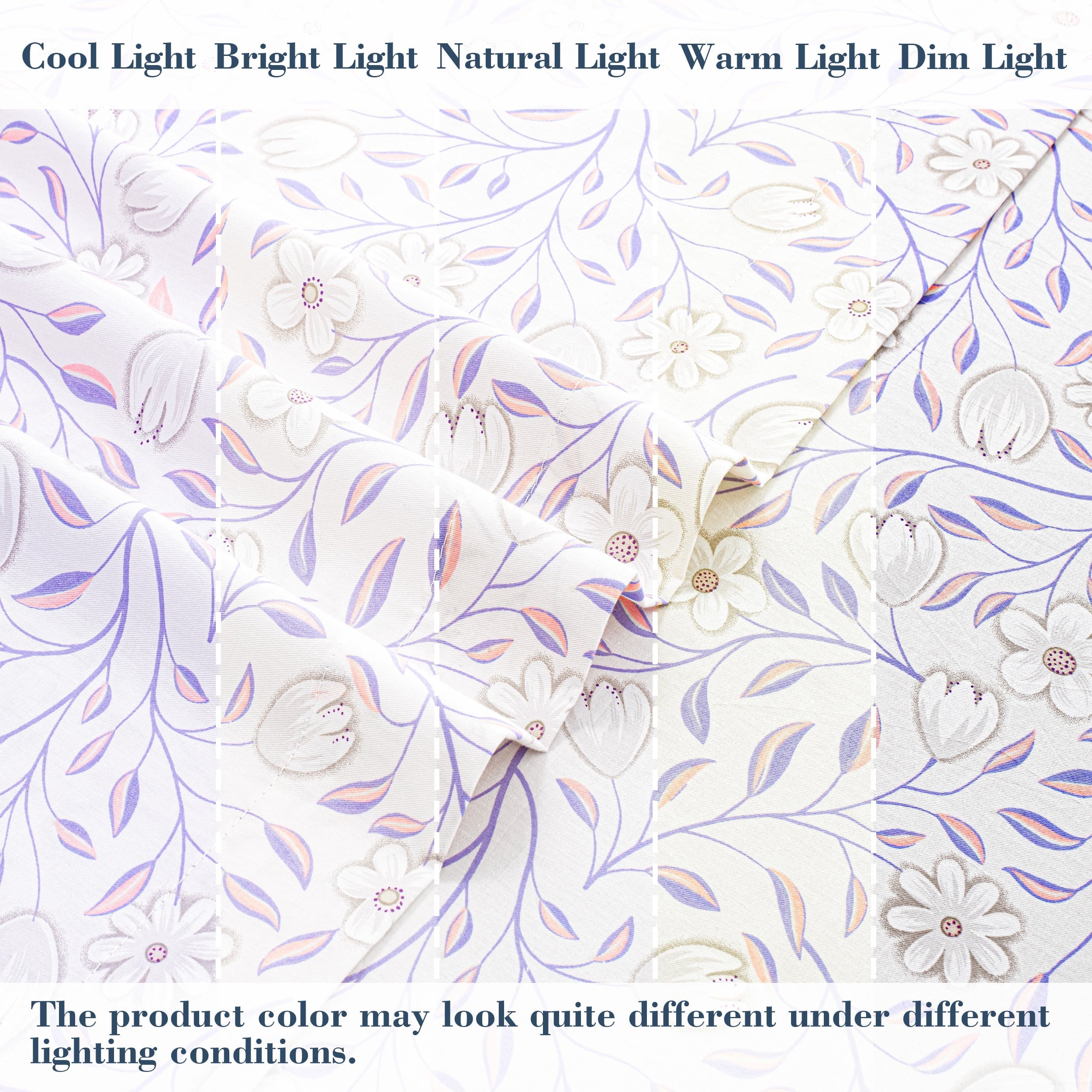 Cooling Sateen 100% Cotton Full Size Sheets,4 Piece Pure Percale Bed Sheets Set Deep Pocket Fits Mattress Upto 15",floral vine pattern - Breathable Egyptian Cotton Flat & Fitted Sheets Detail