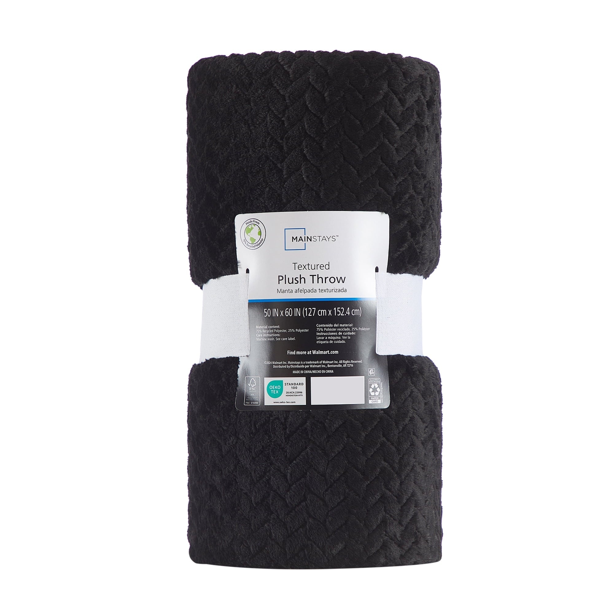 Reversible Sherpa Cozy Textured Plush Throw Blanket, Black, 50"x60" All Ages - Lightweight Plush Warm Blanket for All Seasons Detail