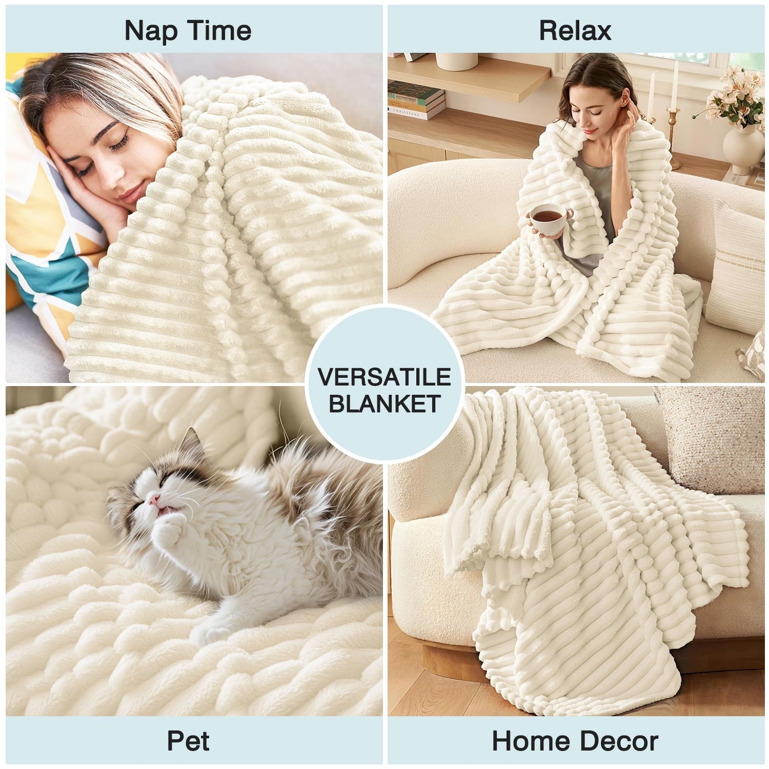 Cozy Fleece Extra Soft with Strip, Plush Fuzzy Cozy Bed s and s for Couch,Bed,Sofa,Lightweight and Versatile s for Office Bedroom... - Super Soft Reversible Sherpa Flannel Blanket Detail