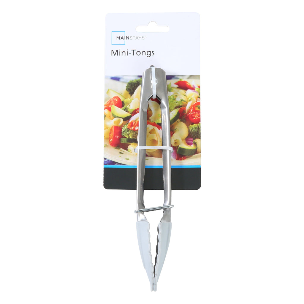 Durable Steel Stainless Steel and Silicone Mini Food Tongs Grey - High-Precision Culinary Tool for Baking & Cooking Detail