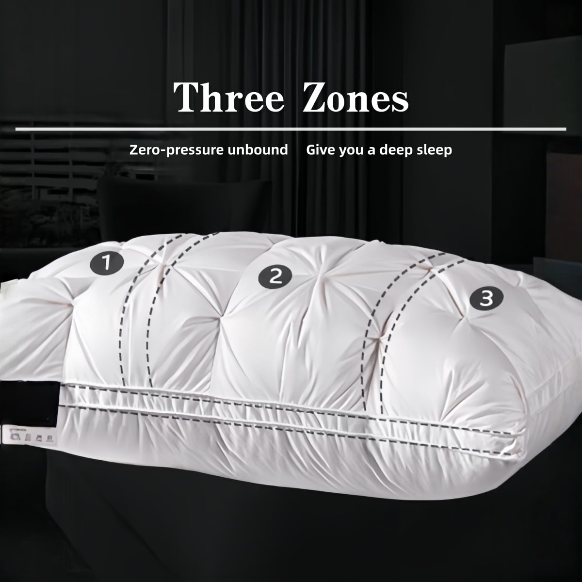 Fluffy Shredded 2-Pack 3-Line Grid Bed Pillow (20.1" x 13.97") - Soft, Breathable and Hypoallergenic - Decorative Throw Pillow Cushion for Sofa & Bed Detail