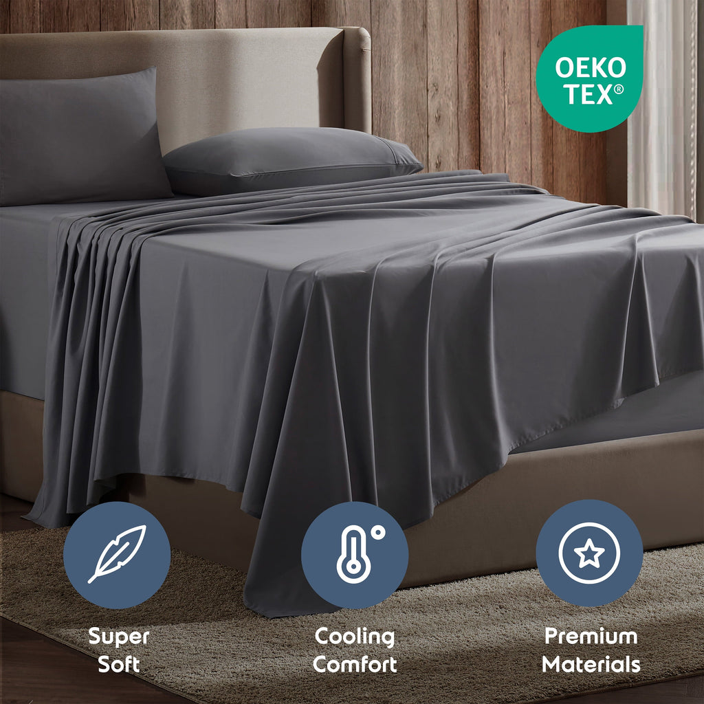 Wrinkle-Resistant Queen Sheets Set, 1800 Series Extra Deep Pocket Sheets Queen Soft Microfiber Bed Sheets, 4 Piece Queen Sheet sets - Breathable Egyptian Cotton Flat & Fitted Sheets Detail