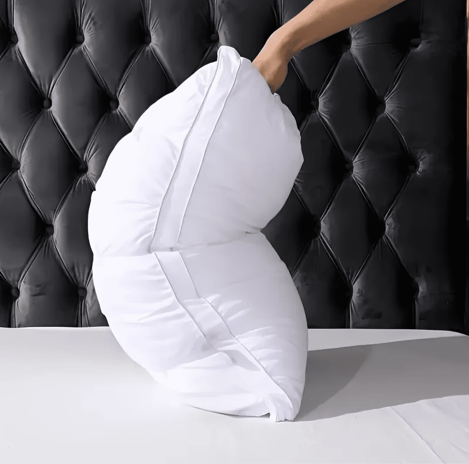 Hotel Collection Queen Size Bed Pillows Set of 2, Hotel Quality, Down Alternative Gusseted Bed Pillows for Side, Back, or Stomach Slee... - Ergonomic Memory Foam Pillow for Neck Pain Support Detail