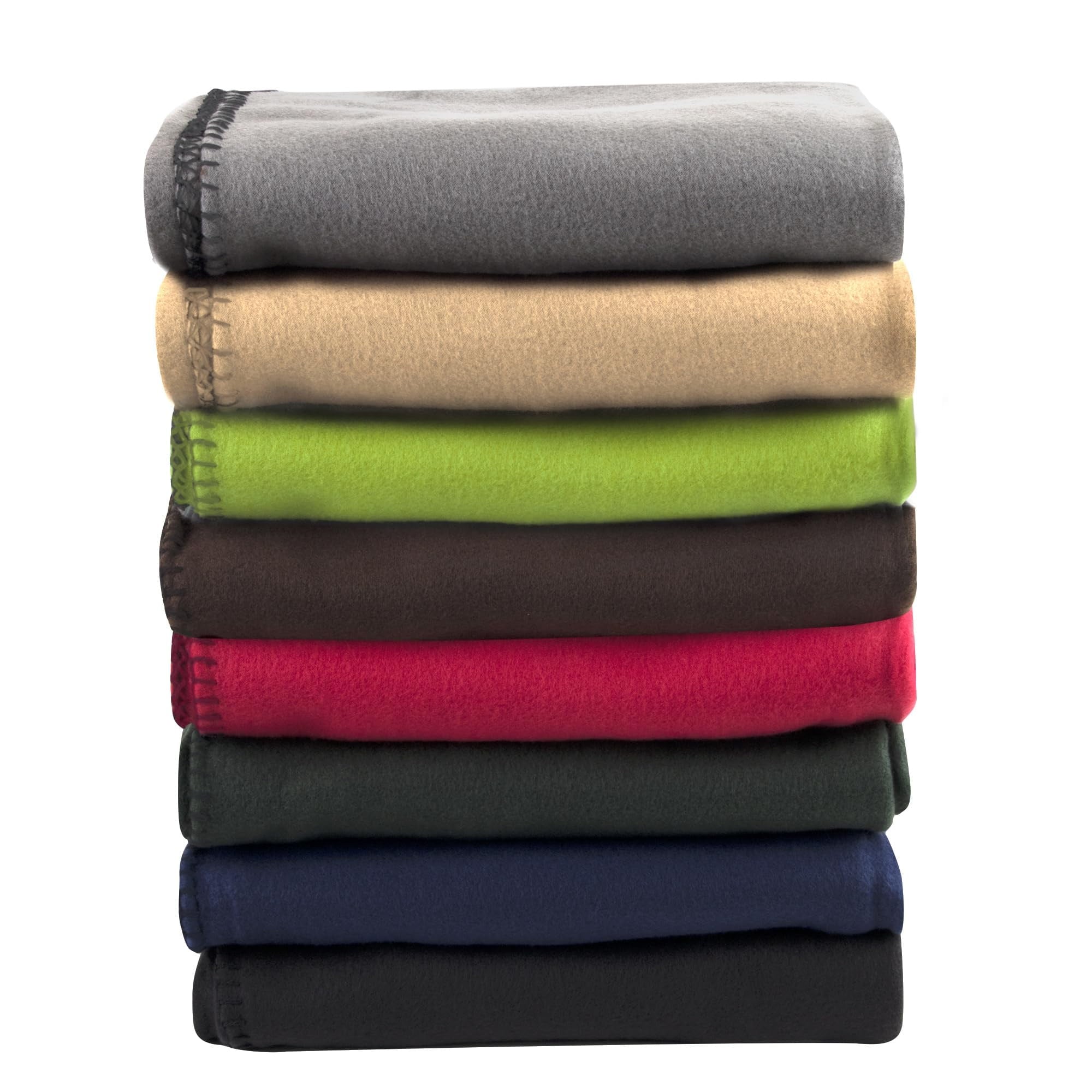 Reversible Sherpa 24 pack Trail maker 60”L x 50”W Solid Color Hypoallergenic Fleece Throw Blankets in Assorted Colors - Luxury Knitted Decorative Throw Blanket with Fringes Detail