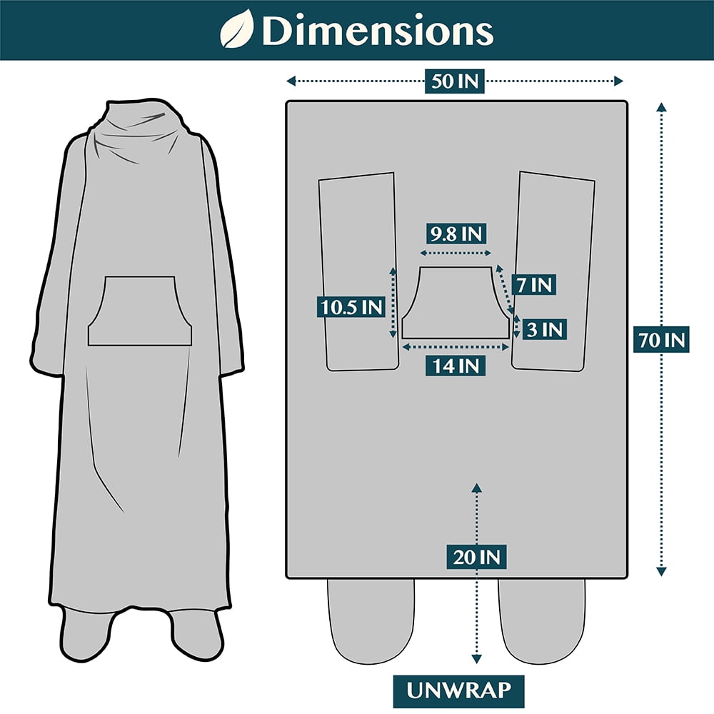 Cozy Fleece Fleece Blanket with Sleeves, Foot Pockets for Women Men Adults, Plush Wearable Blanket Throw Wrap, Warm Snuggle Blank... - Lightweight Plush Warm Blanket for All Seasons Detail