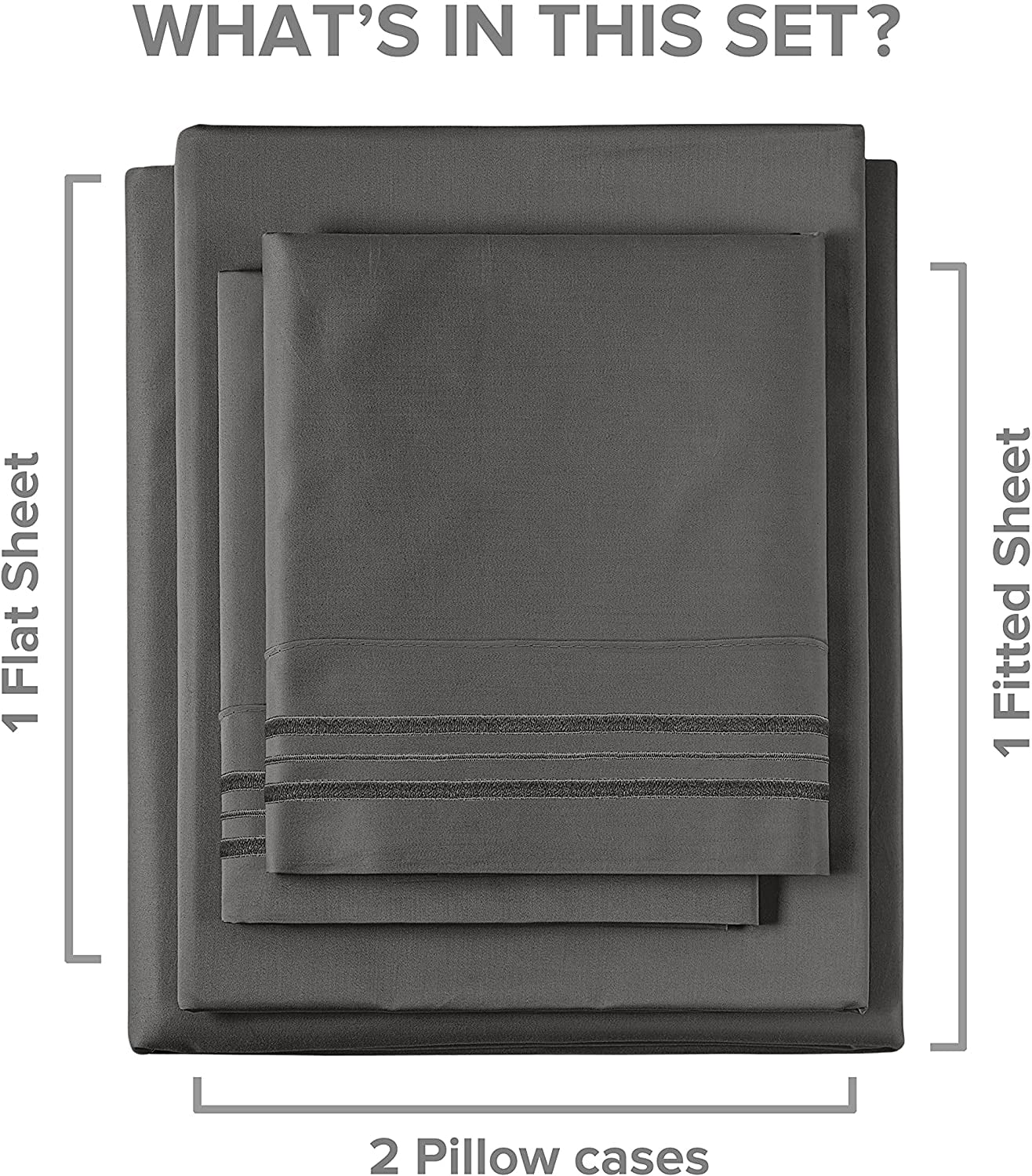 Premium Egyptian Cotton 4-Piece Extra Deep Pocket Sheet Set - Full Size Breathable & Cooling Bed Sheets Fits 18"-24" Mattresses, Gray - Luxury Bed Sheet Set with Deep Pockets Detail