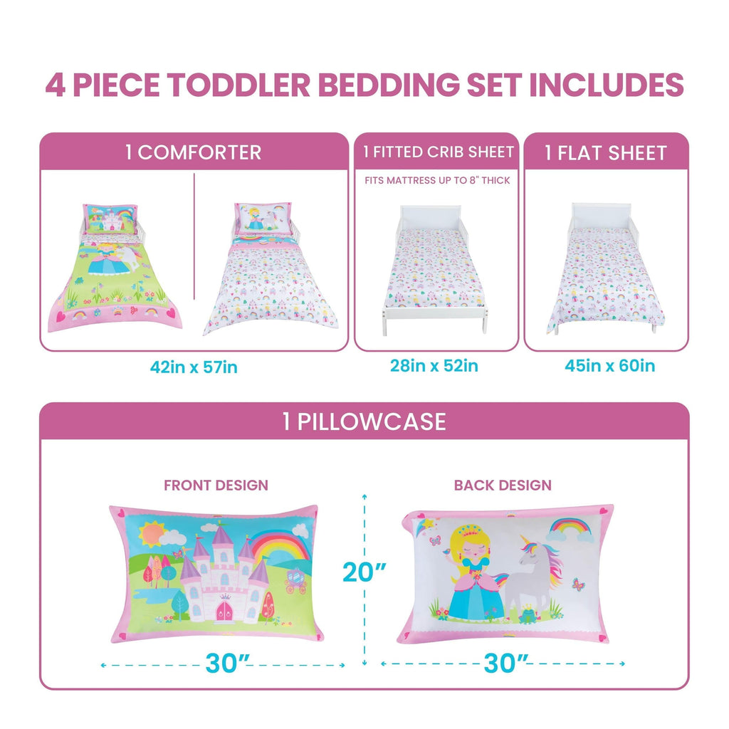 Hypoallergenic Cloud Princess Toddler Bedding Set for Girls - 4-Piece Toddler Bed Comforter Sets for Girls, Reversible Comforter & Pillowc... - Cloud-Like Soft Lightweight Bed Comforter Detail
