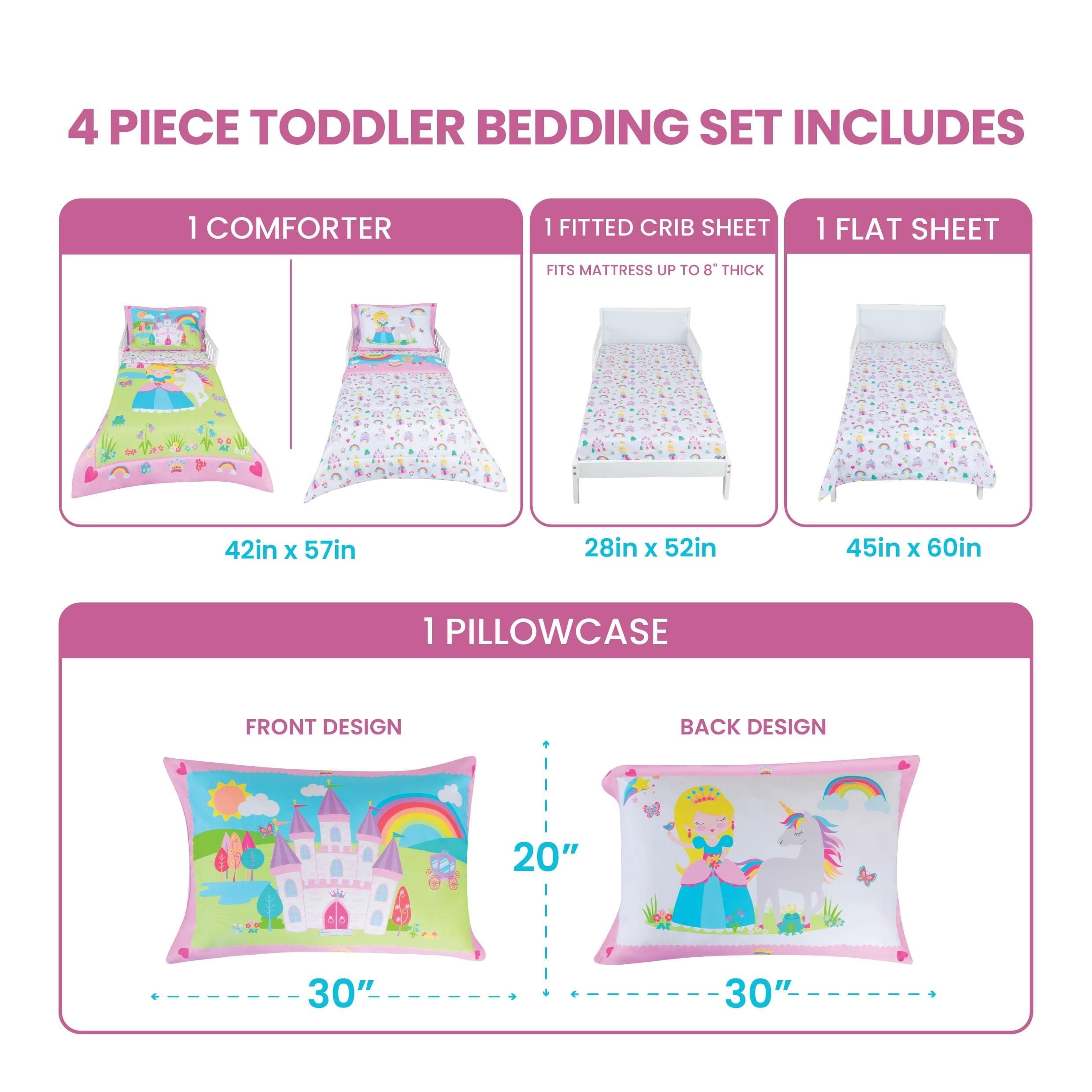 Hypoallergenic Cloud Princess Toddler Bedding Set for Girls - 4-Piece Toddler Bed Comforter Sets for Girls, Reversible Comforter & Pillowc... - Cloud-Like Soft Lightweight Bed Comforter Detail