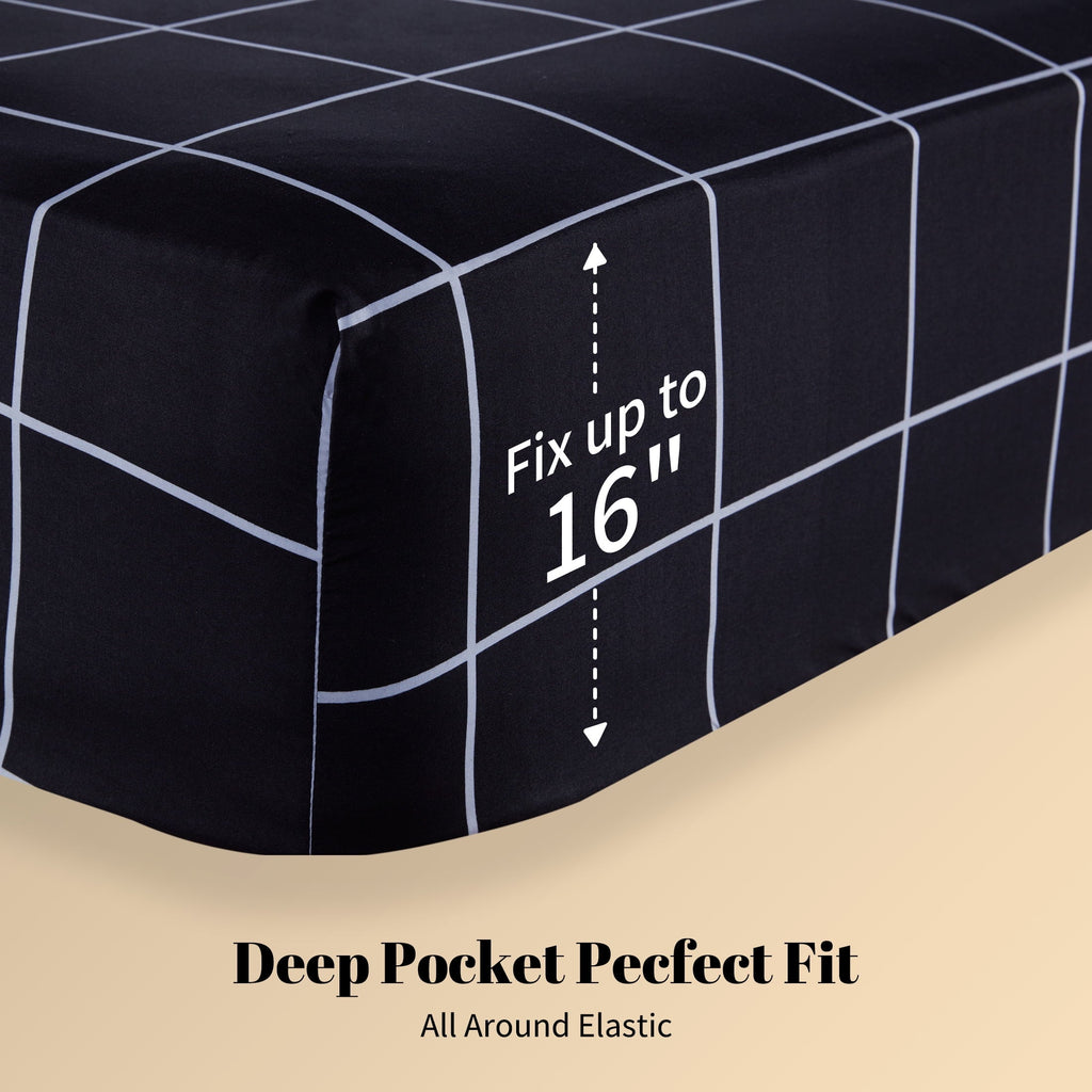 Ultra-Soft Full Bed Sheet Set, 4 Pieces Breathable & Super Soft, Easy Care Printed Microfiber with Deep Pocket & Envelope Closur... - Breathable Egyptian Cotton Flat & Fitted Sheets Detail
