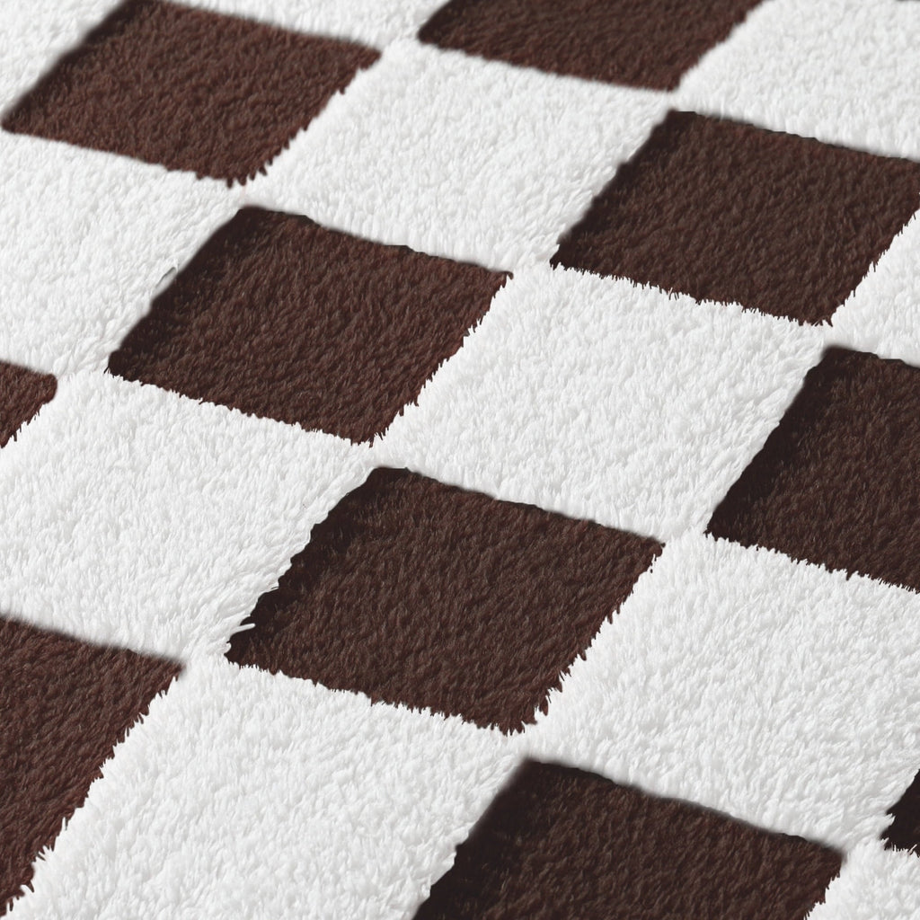 Cozy Fleece Checkered Throw Blanket, Super Soft and Warm Fluffy Fleece Blanket for Couch, Sofa, Bed, Cute Plaid Pattern, Coffee, ... - Lightweight Plush Warm Blanket for All Seasons Detail