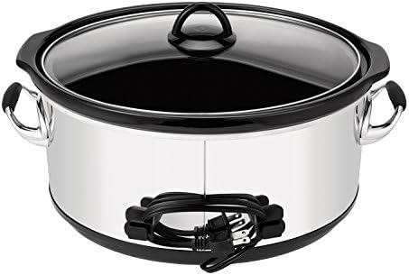 Oval Ceramic Crock-Pot 7 Quart Programmable Slow Cooker – Polished Platinum S23E - Large Capacity Electric Stew Pot & Slow Cooker Detail