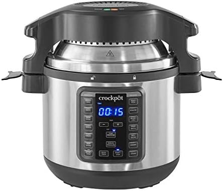 Safety-Lock Crock-Pot Express Crisp 8 Quart 10-in-1 Pressure Cooker S06F - Heavy-Duty Stainless Steel Speed-Cooking Pot - Default Title