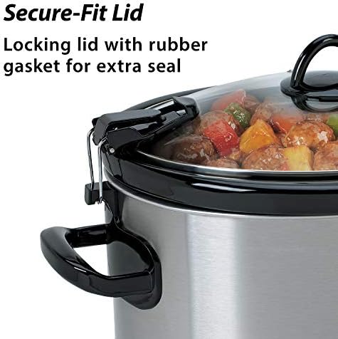 Oval Ceramic Crock-Pot Cook & Carry 6 Quart Portable Slow Cooker S07N - Programmable Slow Cooker with Oval Ceramic Pot Detail