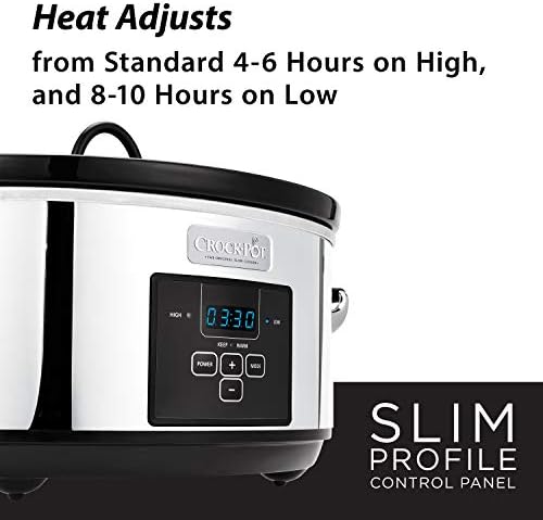 Oval Ceramic Crock-Pot 7 Quart Programmable Slow Cooker – Polished Platinum S23E - Large Capacity Electric Stew Pot & Slow Cooker Detail