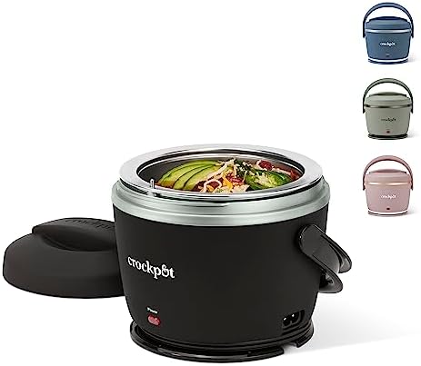Leak-Proof Crock-Pot Electric Lunch Box Food Warmer 20oz – Black S26G - Portable Electric Lunch Box Food Warmer - Black Licorice