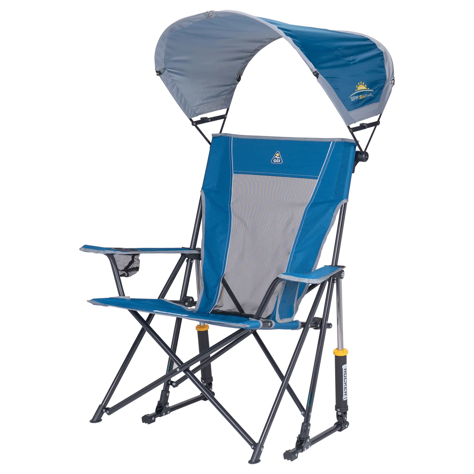 Premium All-Weather SunShade Rocker - Choice 550 - Patented Spring-Action Rocking Chair for Camping Detail