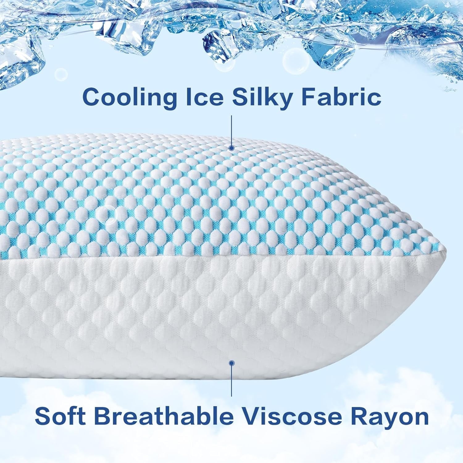 Decorative Plump 2 Pack Cooling Pillow for Sleeping, Memory Foam Pillows Cool Bed Pillows Hotel Reversible Pillow with Washable Remova... - Ergonomic Memory Foam Pillow for Neck Pain Support Detail