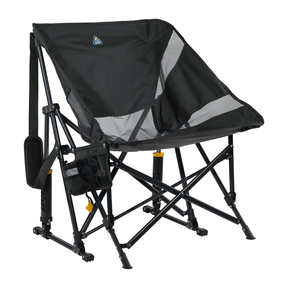Premium All-Weather Pod Rocker Elite - Choice 832 - Freestyle Rocker Portable Outdoor Folding Chair - Dark Charcoal