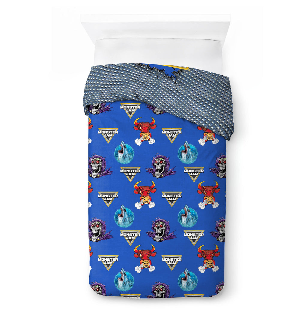 All-Season Monster Jam Smash & Mash Kids Multicolor 2 Piece Reversible Comforter and Pillowcase Bedding Set, Twin/Full - All-Season Down Alternative Comforter Insert Detail
