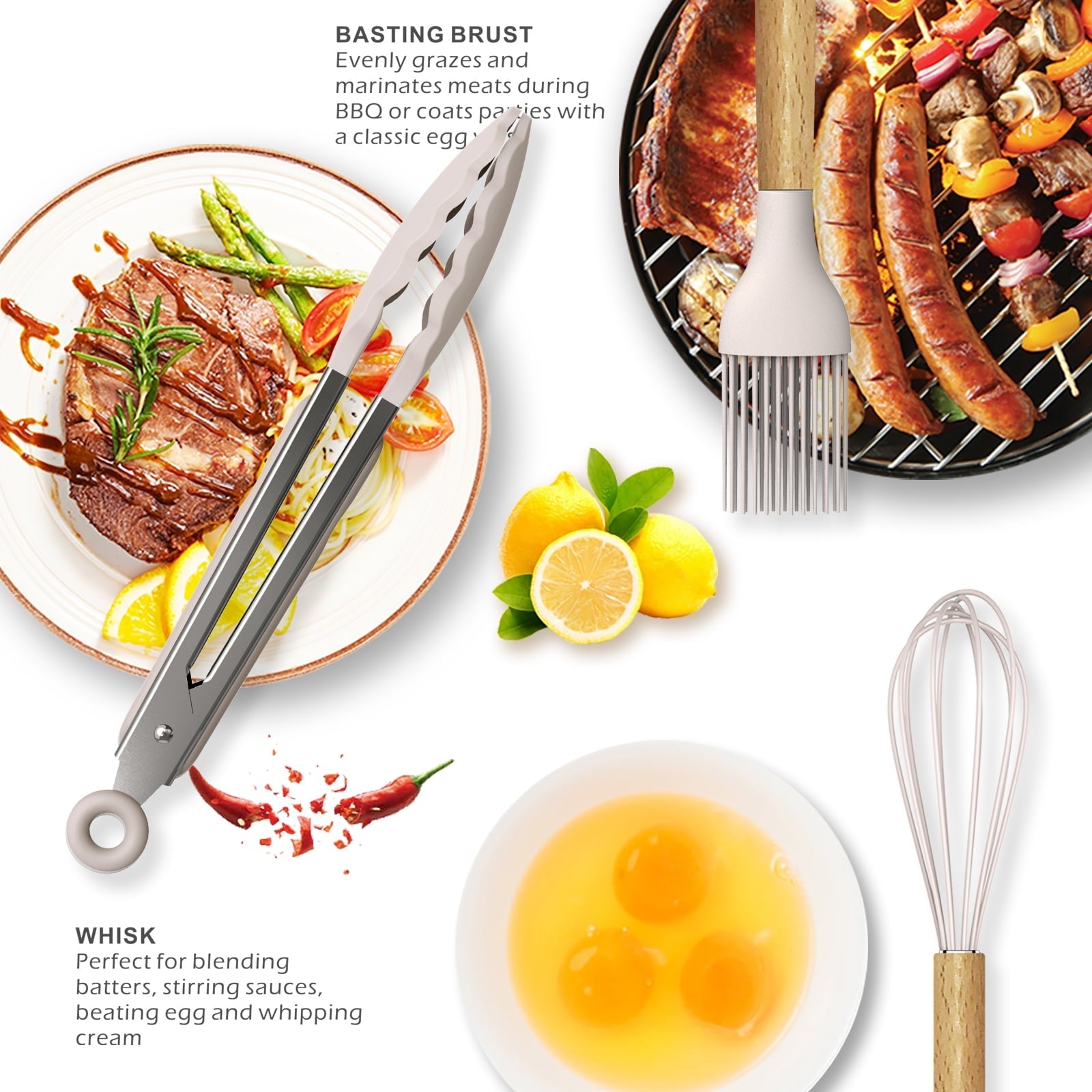 Seamless One-Piece Silicone Cooking Utensils Set - 446°F Heat Resistant Silicone Kitchen Utensils for Cooking,Kitchen Utensil Spatula Se... - Durable Turner & Ladle Utensil Set for Home Chefs Detail