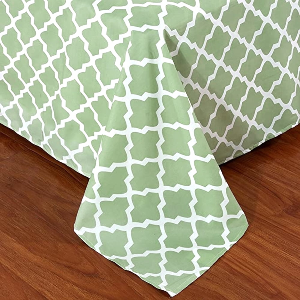Ultra-Soft Quatrefoil Bed Sheet Set (King, Sage/White) 4 Piece Deep Pocket 1800 Series Microfiber Bed Sheet Set Contains 1 Fitte... - Breathable Egyptian Cotton Flat & Fitted Sheets Detail