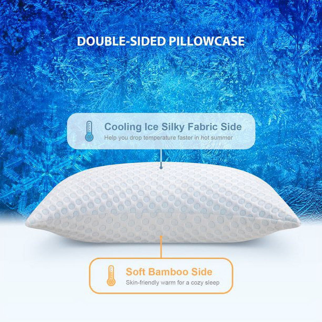 Ergonomic Memory Foam Cooling Shredded Memory Foam Bed Pillows Adjustable Firm Support Pillow for Side and Back Sleepers Curved Pillows Set... - Hotel Quality Plush Sleeping Pillows Detail