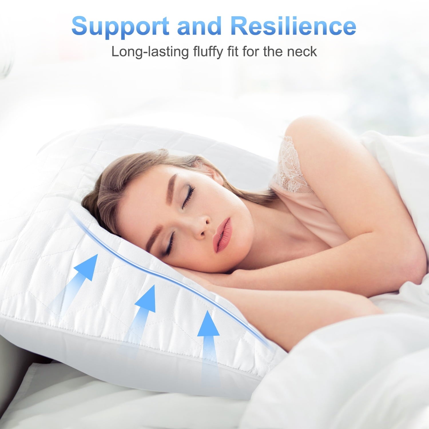 Decorative Plump Bed Pillows for Sleeping 2 pack, King Size Cooling Pillows Hotel Quality with Premium Soft Down Alternative Fill for ... - Decorative Throw Pillow Cushion for Sofa & Bed Detail