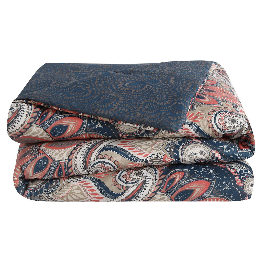 All-Season Casa Real 5-Piece Coral Damask Reversible Comforter Set, King, Adult, Unisex - All-Season Down Alternative Comforter Insert Detail