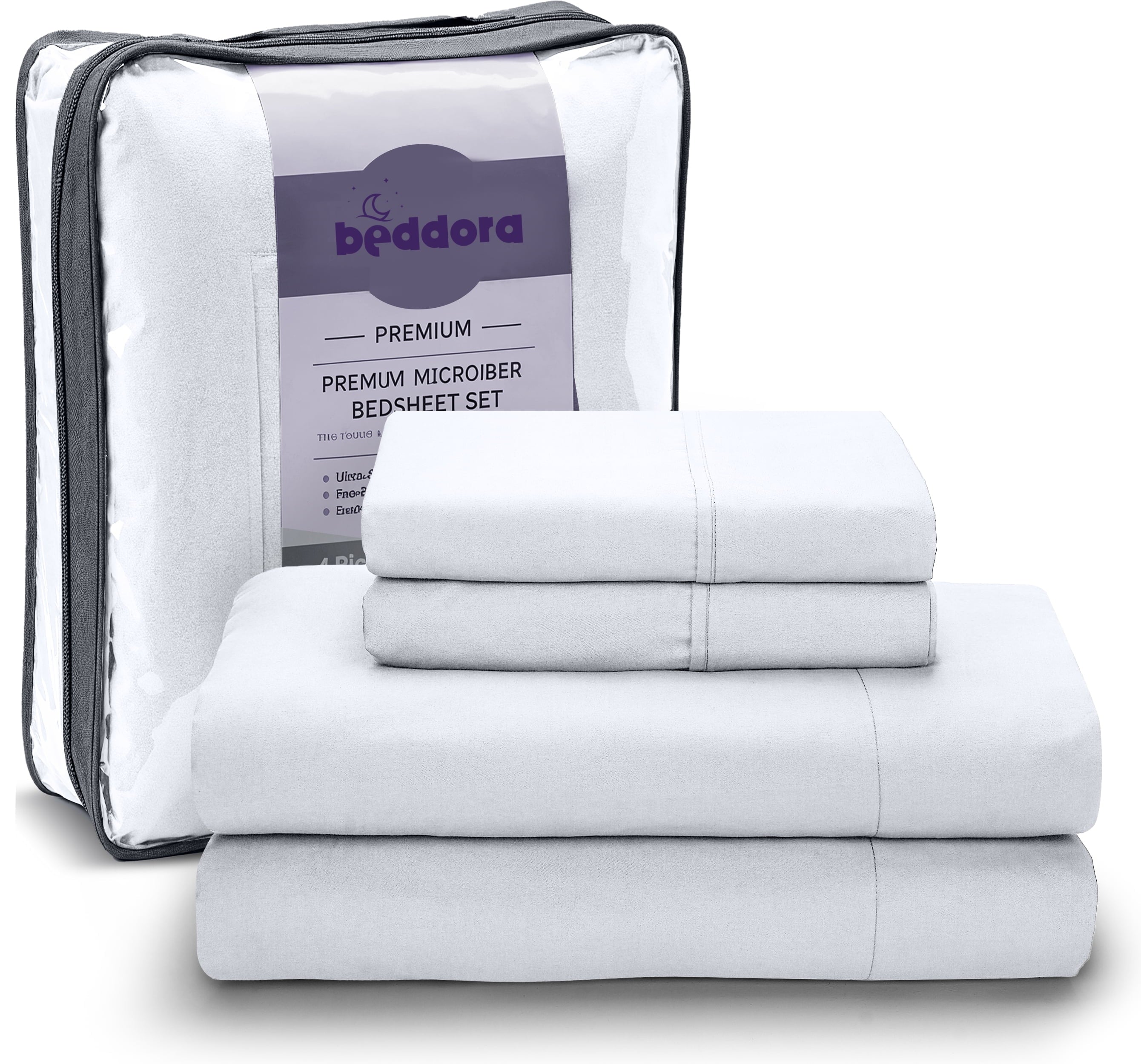 Cooling Sateen Queen Size Bed Sheet Set in Bright White – 4 Piece Microfiber Sheets, Ultra-Soft, Deep Pocket, Wrinkle-Resistant, Eas... - Cooling Hotel Quality Bedding Sheets and Pillowcases Detail