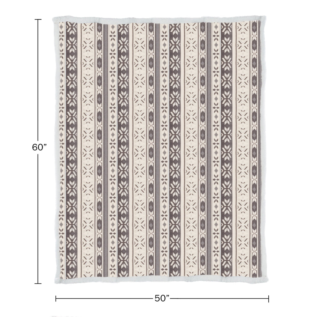 Decorative Knitted 50x60-Inch Machine Washable Fleece Blanket with Snowflakes - Cozy Fleece Throw Blanket for Couch & Bed Detail