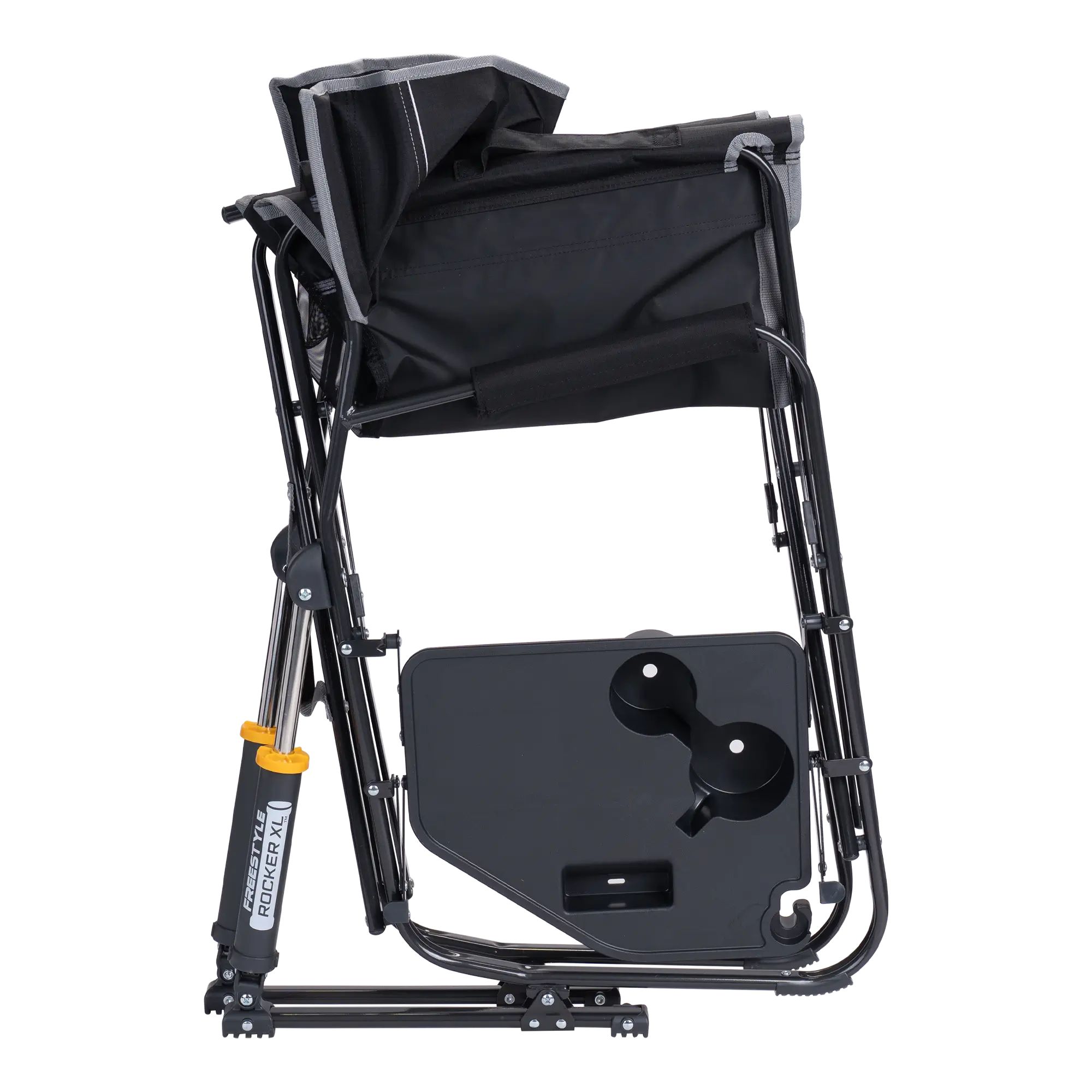 Luxury Camp Freestyle Rocker XL with Side Table - Choice 836 - Patented Spring-Action Rocking Chair for Camping Detail