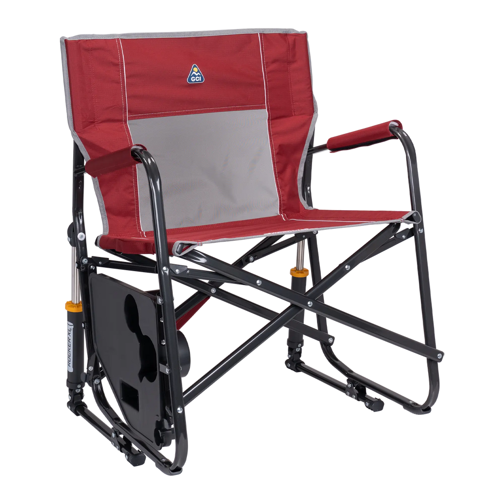 Luxury Camp Freestyle Rocker XL with Side Table - Choice 836 - Patented Spring-Action Rocking Chair for Camping Detail