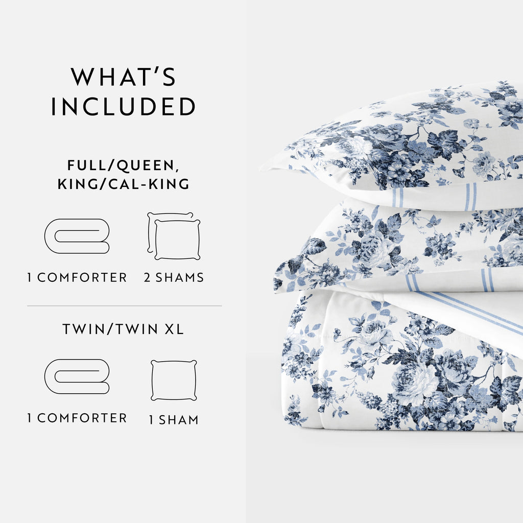 Fluffy Down Alternative Down Alternative Cabbage Rose Stripe Stone Reversible Comforter Set - All-Season Down Alternative Comforter Insert Detail