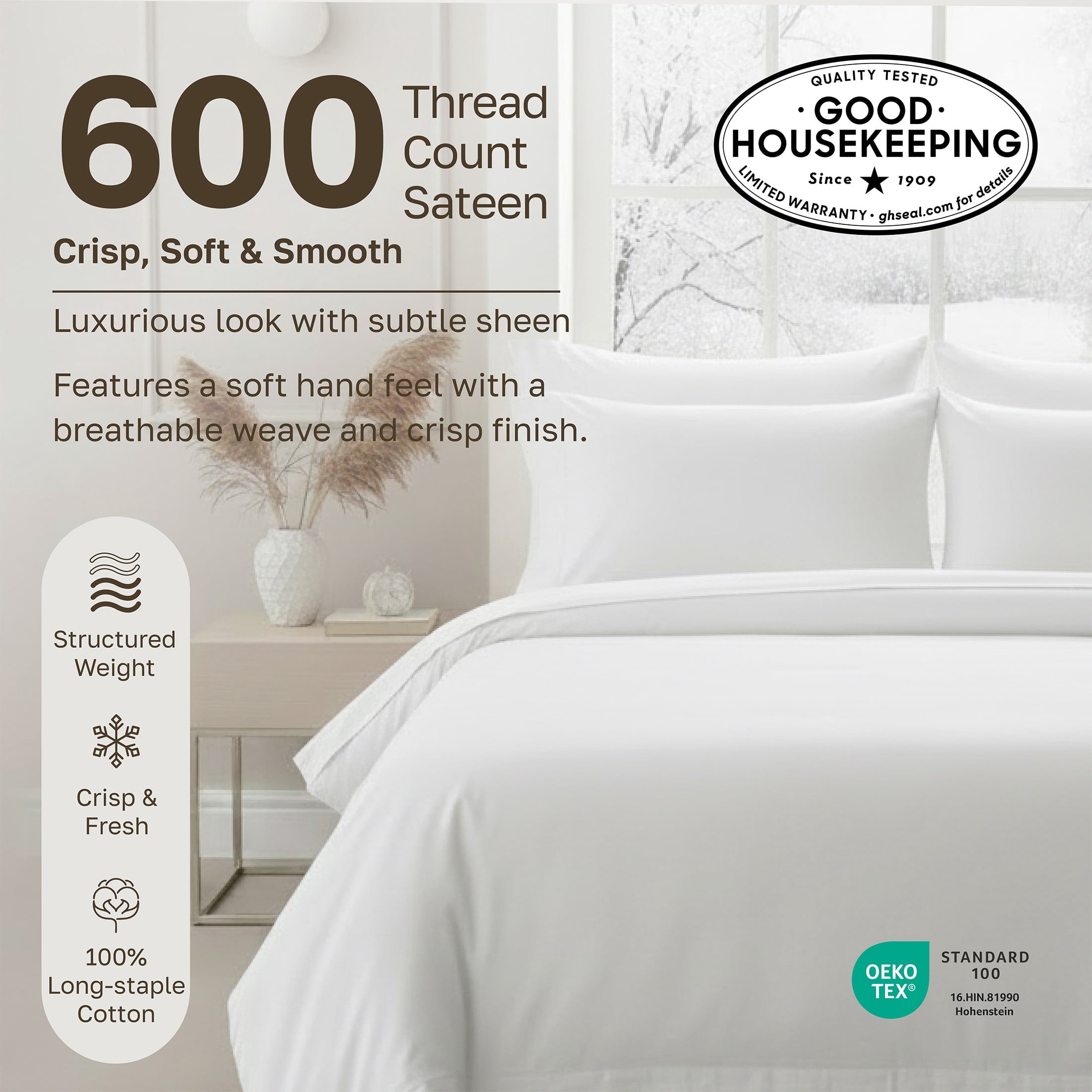 Premium Egyptian Cotton 100% Cotton Queen Sheets Set - 600 Thread Count 100% Cotton Sheets Queen, Sateen Deep Pocket Adult/Teen 4 Piece Bed Sh - Cooling Hotel Quality Bedding Sheets and Pillowcases Detail