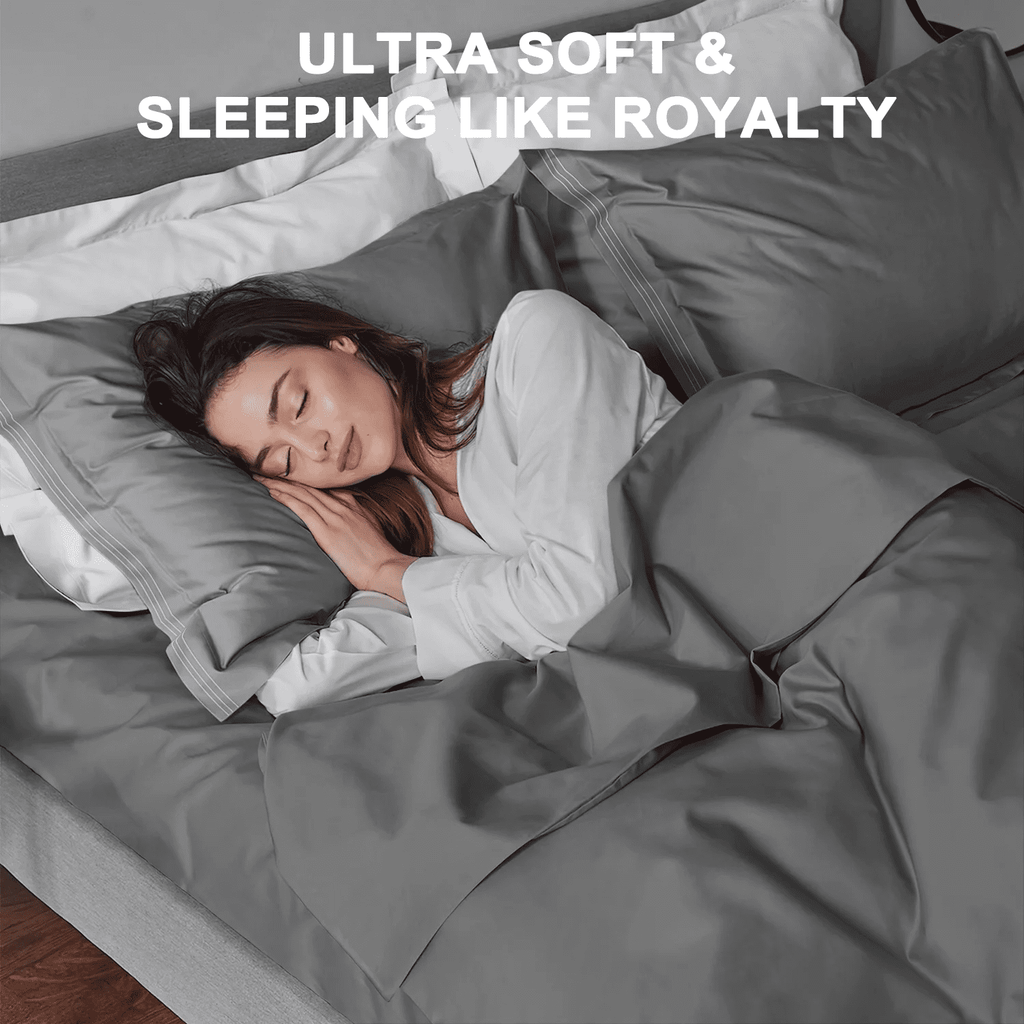 Cooling Sateen 4 Piece Bed Sheet Set, Queen Size Upgraded Cooling Deep Pocket Comfy Breathable Hotel Luxury Bedding, Extra Soft Wrin... - Cooling Hotel Quality Bedding Sheets and Pillowcases Detail