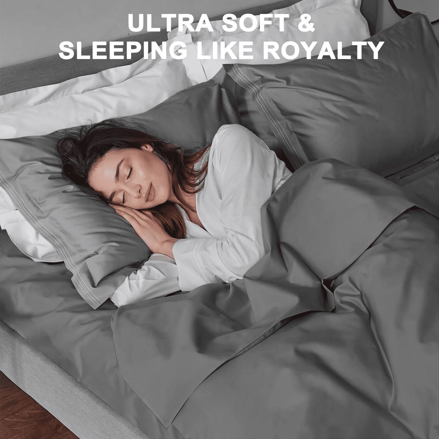 Cooling Sateen 4 Piece Bed Sheet Set, Queen Size Upgraded Cooling Deep Pocket Comfy Breathable Hotel Luxury Bedding, Extra Soft Wrin... - Cooling Hotel Quality Bedding Sheets and Pillowcases Detail