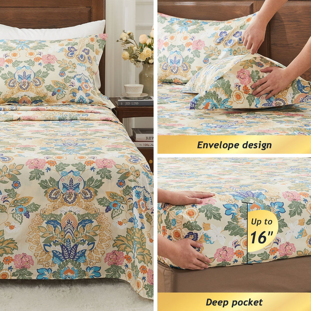 Premium Egyptian Cotton Luxury Deep Pocket Twin Sheet Set Fit 16", 100% Organic Cotton Breathable Super Soft Twin Size Sheet Set, Luxury Hote... - Premium Ultra-Soft Pillowcase Pair for Sleeping Detail
