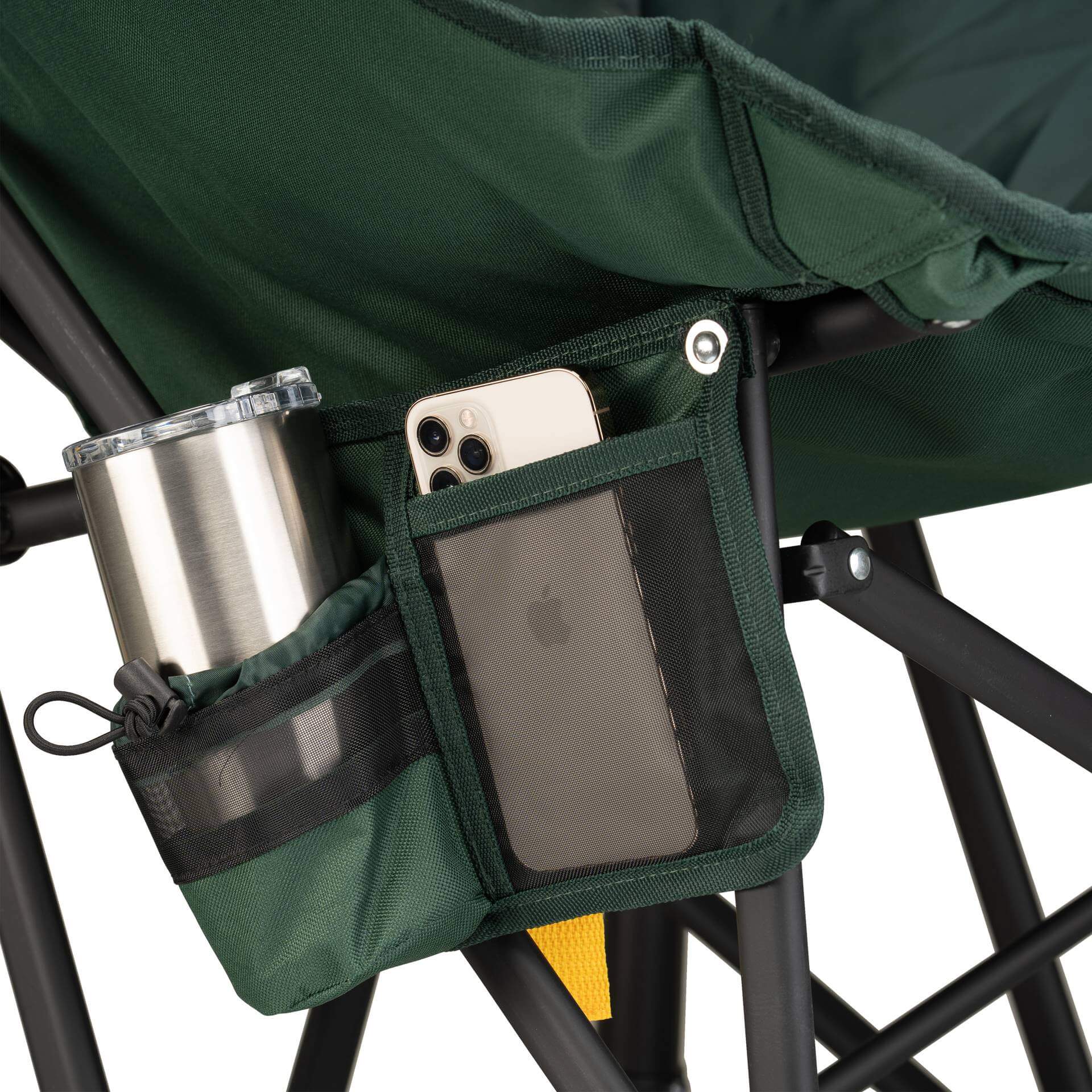 Premium All-Weather Puff Rocker - Choice 731 - Heavy-Duty Kickback Rocker with Beverage Holder Detail