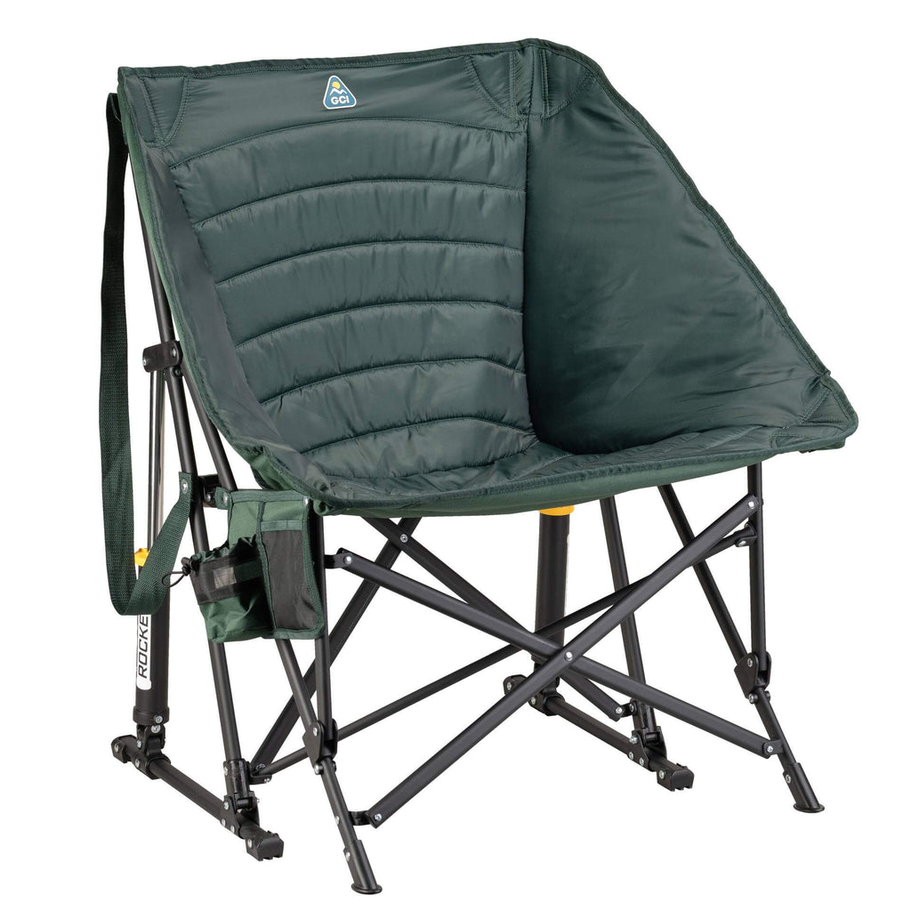 Premium All-Weather Puff Rocker - Choice 731 - Heavy-Duty Kickback Rocker with Beverage Holder - Hunter