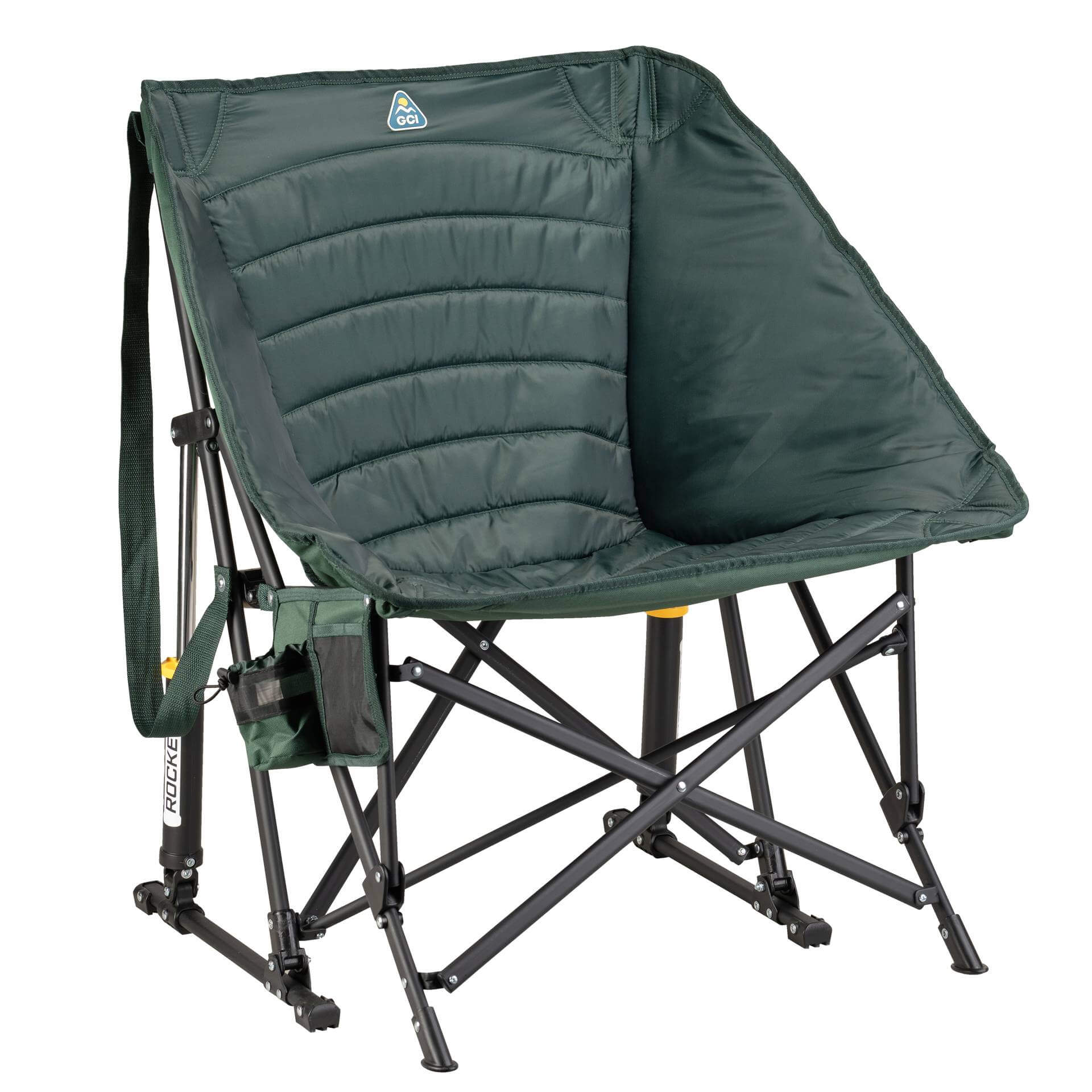 Premium All-Weather Puff Rocker - Choice 731 - Heavy-Duty Kickback Rocker with Beverage Holder - Hunter