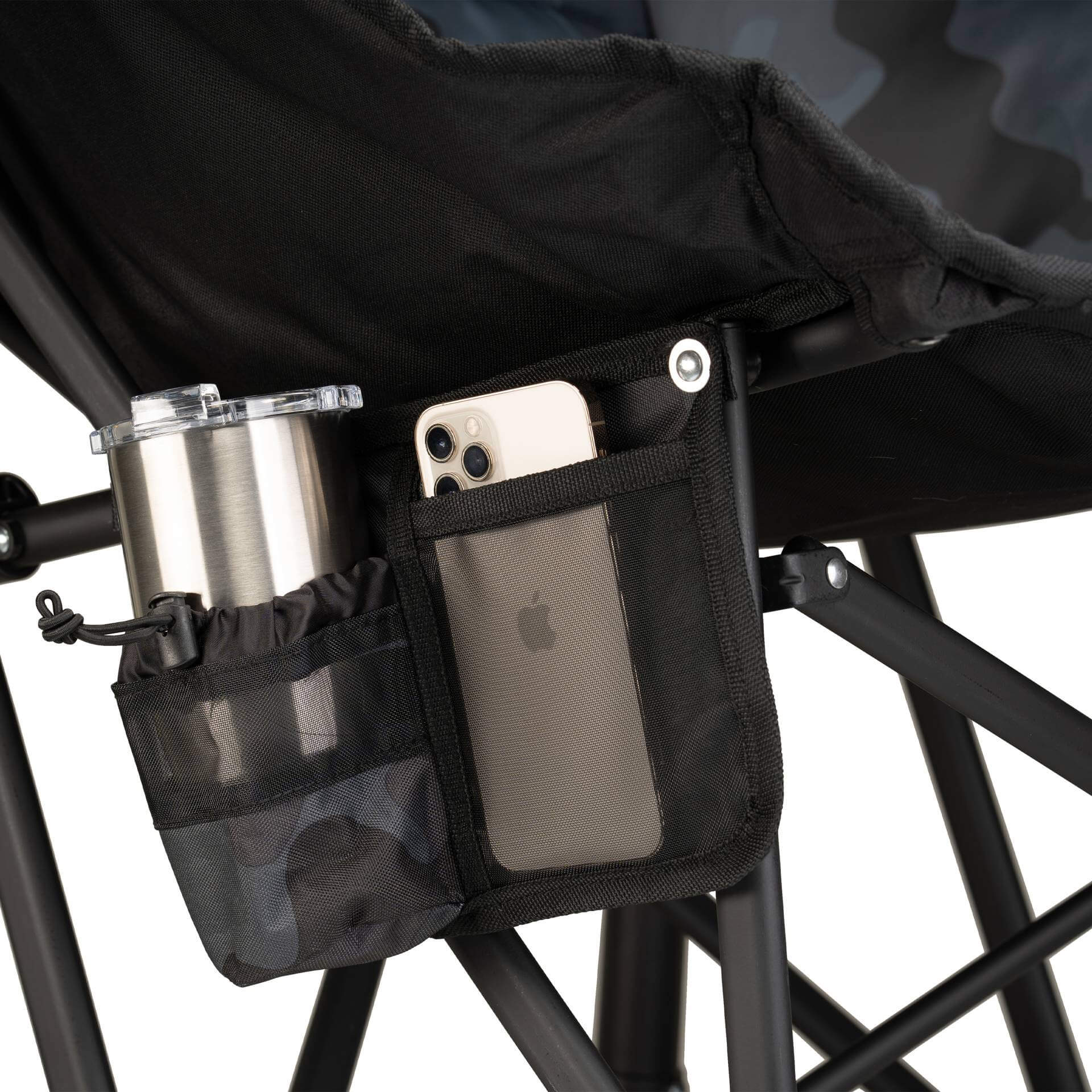 Premium All-Weather Puff Rocker - Choice 731 - Heavy-Duty Kickback Rocker with Beverage Holder Detail