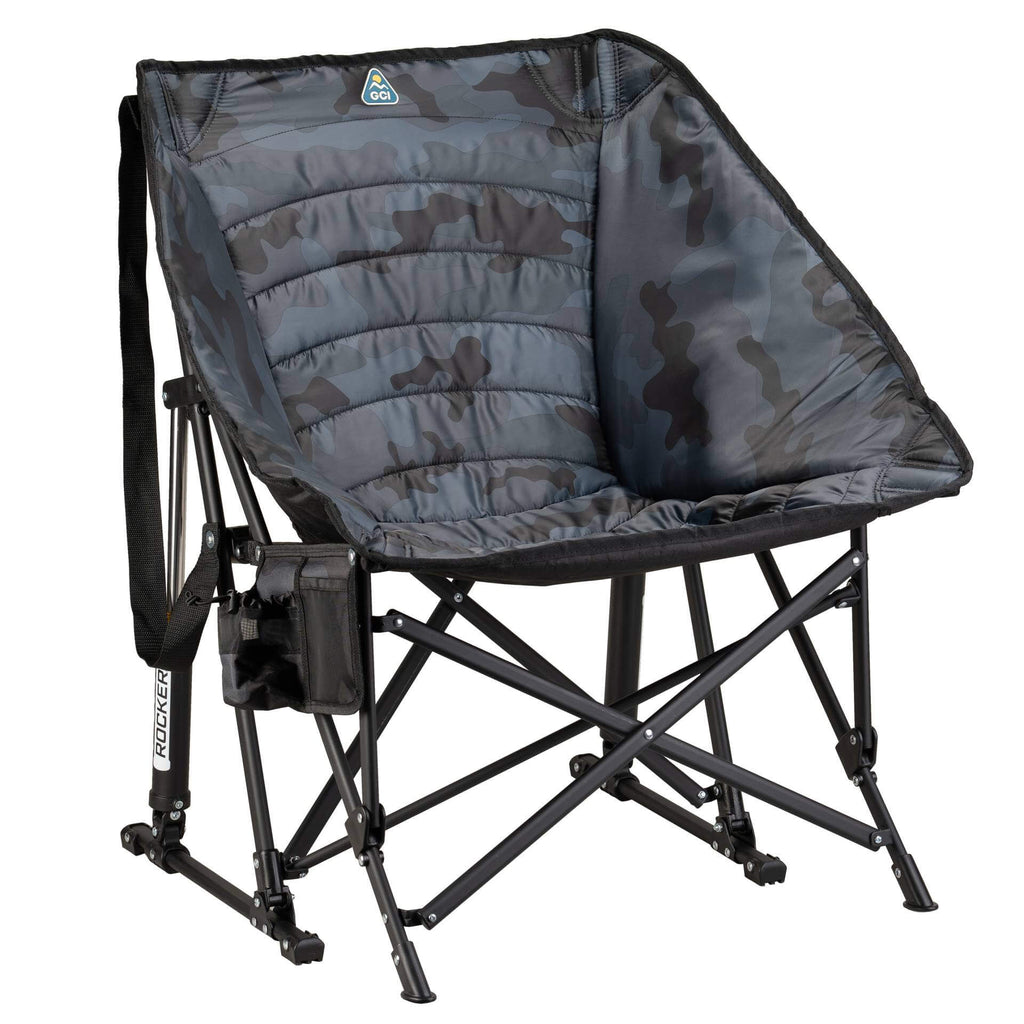 Premium All-Weather Puff Rocker - Choice 731 - Heavy-Duty Kickback Rocker with Beverage Holder - Stealth Camo