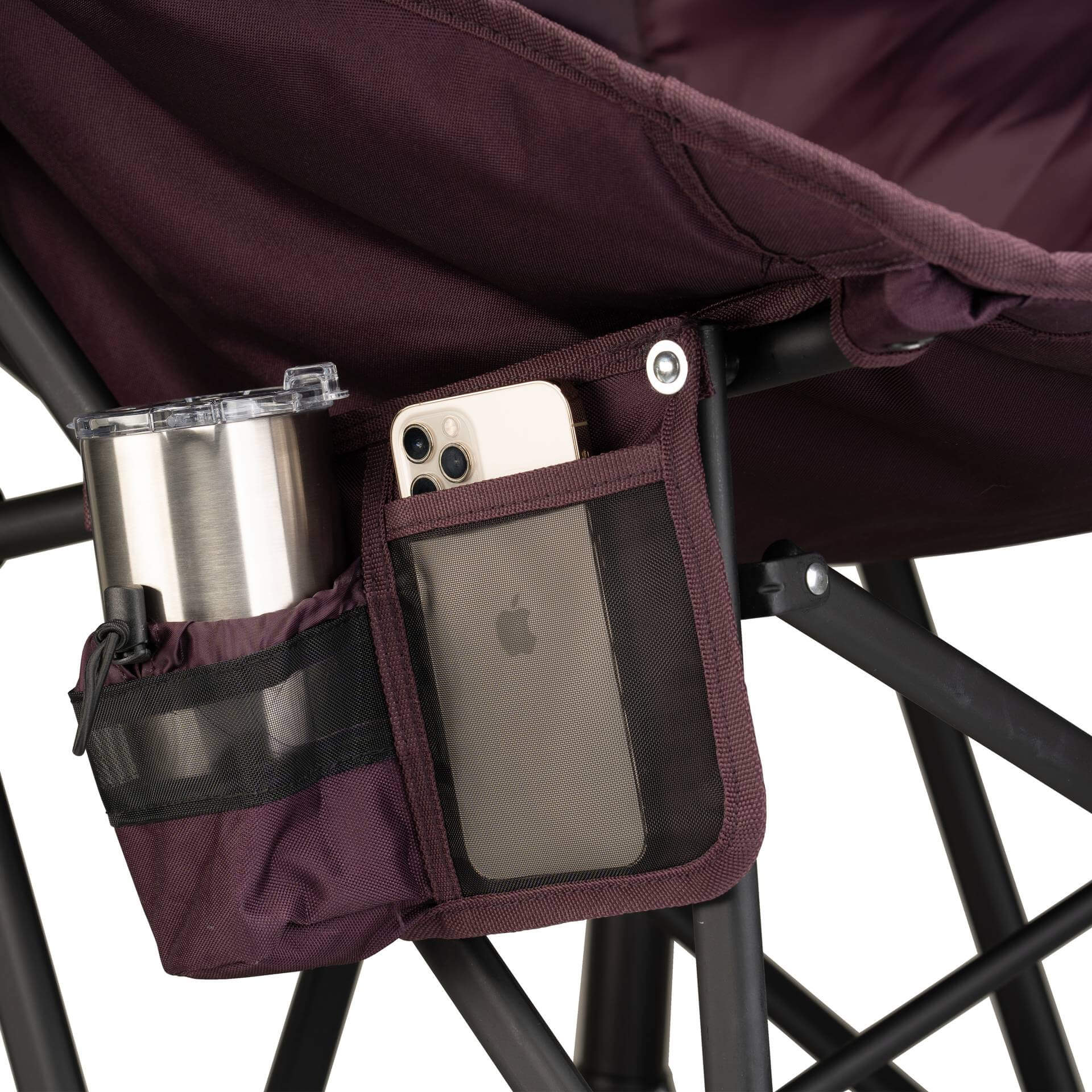 Premium All-Weather Puff Rocker - Choice 731 - Heavy-Duty Kickback Rocker with Beverage Holder Detail