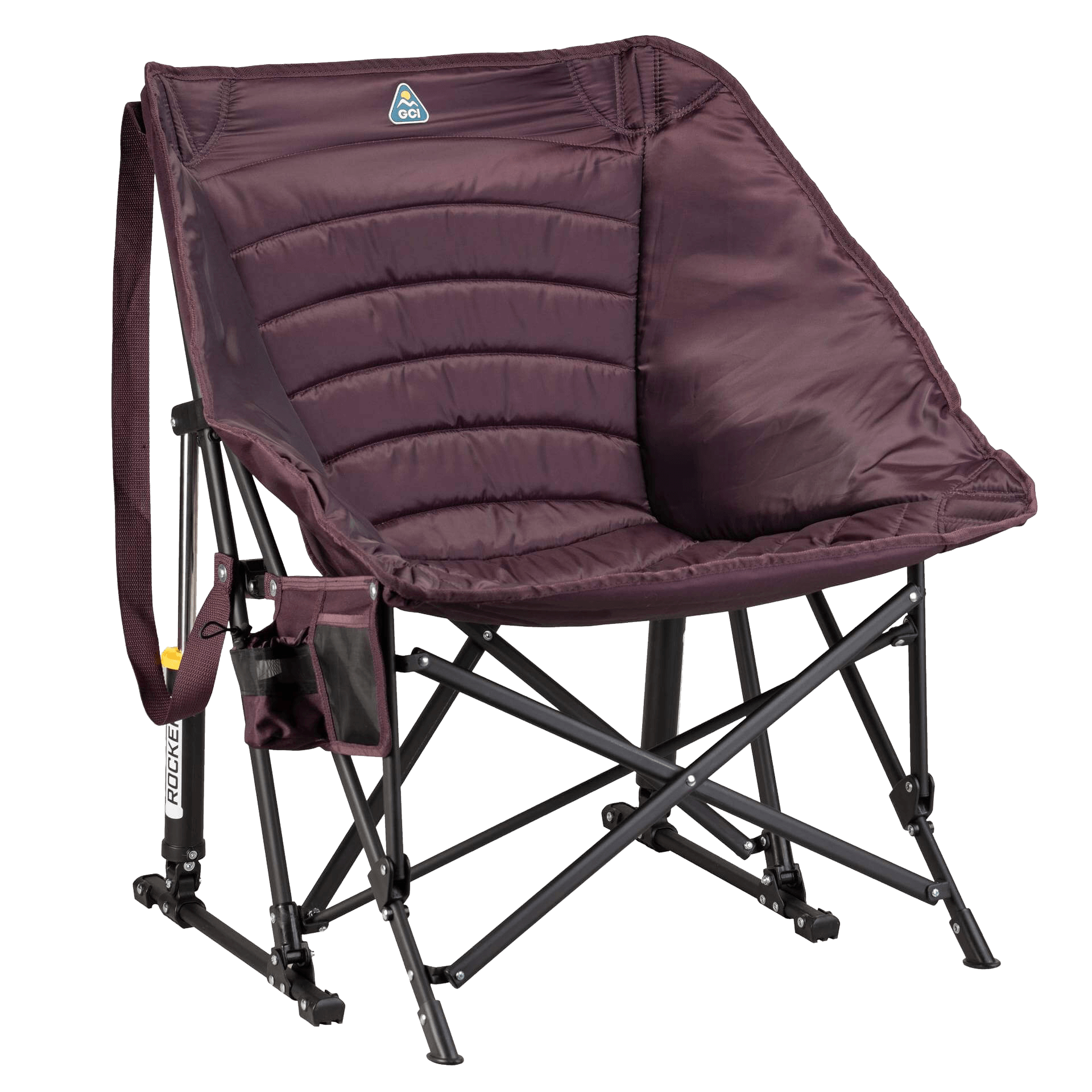 Premium All-Weather Puff Rocker - Choice 731 - Heavy-Duty Kickback Rocker with Beverage Holder - Amethyst