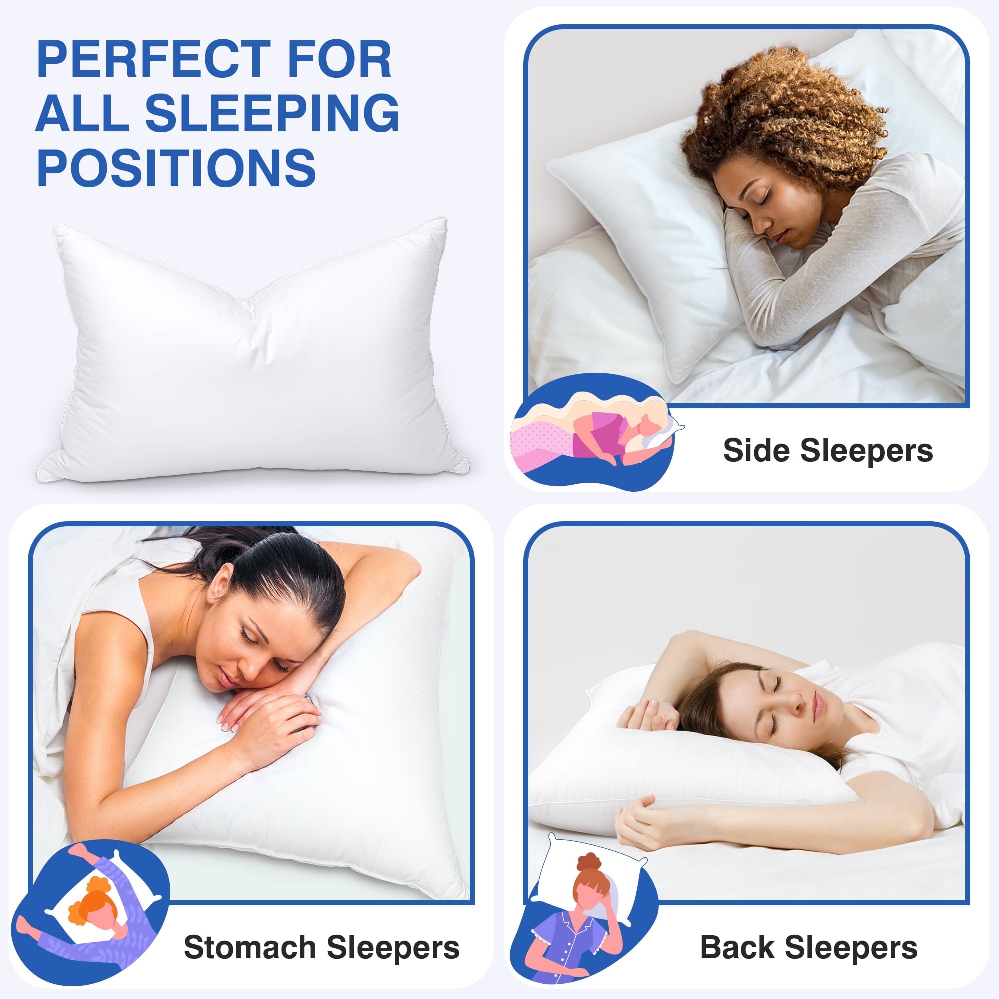 Decorative Plump Pillows and Bed Pillows Queen Size for Sleeping,With 2 Set of Soft Cotton Cover- Pack of 2 - Hotel Quality Plush Sleeping Pillows Detail